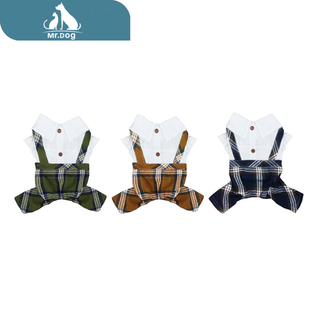 Ropa para mascota pantalón blanco de cuadros de cuatro patas s, m, l, xl (Precio por 1 Pieza)