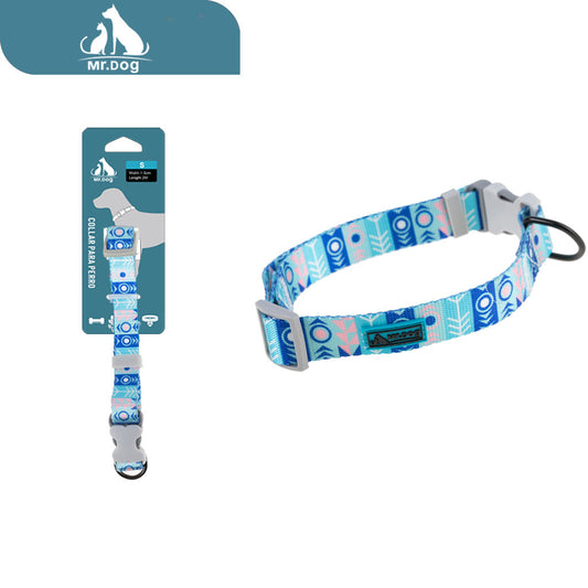 Collar con estampado digital de 1,5 cm con patrón azul paq. con 12 pzas