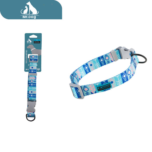 Collar con estampado digital de 2,5 cm con patrón azul paq. con 12 pzas
