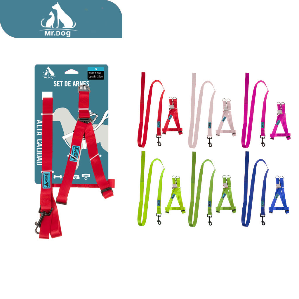 Set de Arnés de tracción de nailon de 1,5 mm de color sólido arnés de pecho paq. con 12 pzas