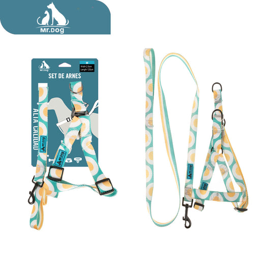 Set de Arnés de pecho de nailon 2.0 sólido con estampado de doble cara, color aguacate paq. con 12 pzas