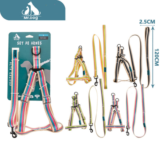 Set de Arnés de tracción reflectante doble de 2,5 cm x 120 cm arnés de pecho paq. con 12 pzas