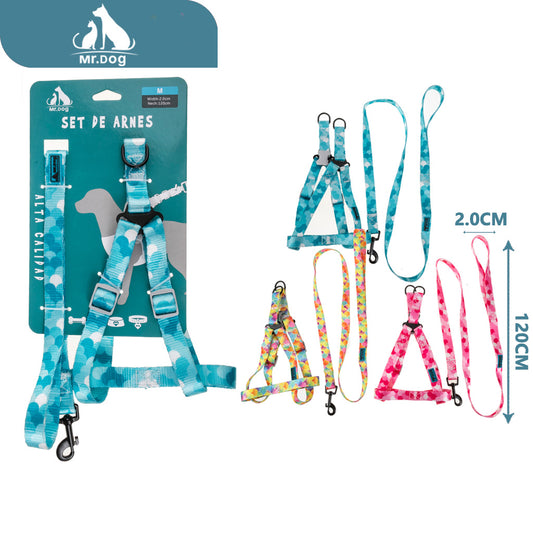 Set de Arnés de tracción con estampado de escamas de pez, 2,5 cm x 120 cm pecho y espalda paq. con 12 pzas
