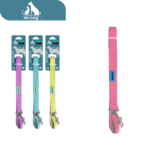 Set de mascota de correa y arnés de pecho con estampado de macarrón de 120 cm x 2,0 cm paq. con 12 pzas