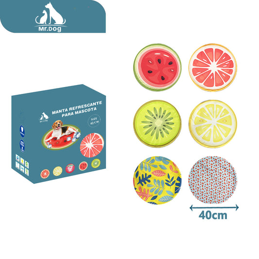 Manta refrescante de hielo redonda con estampado de esponja, diámetro 40, colores surtidos, 900 g/unidad paq. con 16 pzas