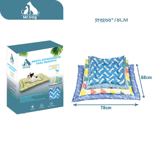 Manta refrescante de cubitos de hielo con impresión cuadrada: diámetro interior 40×50 cm, diámetro exterior 68×78 cm, diámetro exterior 66×96 cm, colores mezclados, 1800 g/unidad paq. con 10 pzas