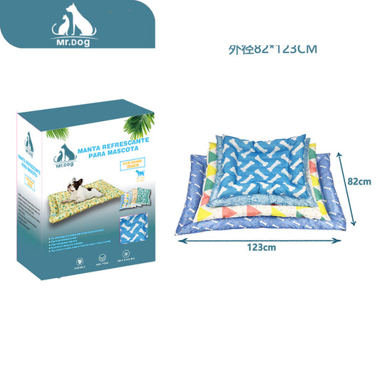 Manta refrescante de hielo cuadrada impresa diámetro interior 60100cm / diámetro exterior 82123cm / 80120cm color mezclado 5200g paq. con 3 pzas