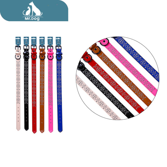 Collar pu para mascota collar de cuentas de cuero brillante 2.5/52 colores mixtos paq. con 12 pzas