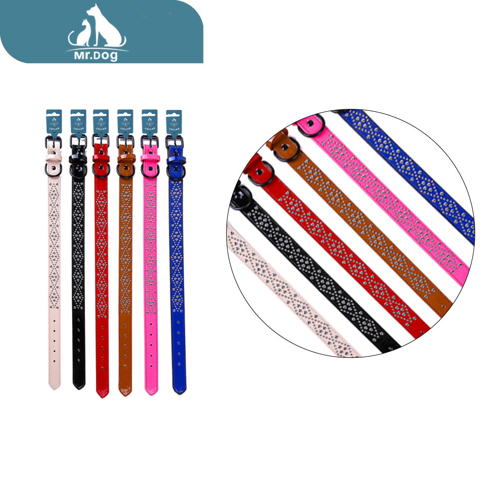 Collar pu para mascota collar de cuentas de cuero brillante 3.5/65 colores mixtos paq. con 12 pzas