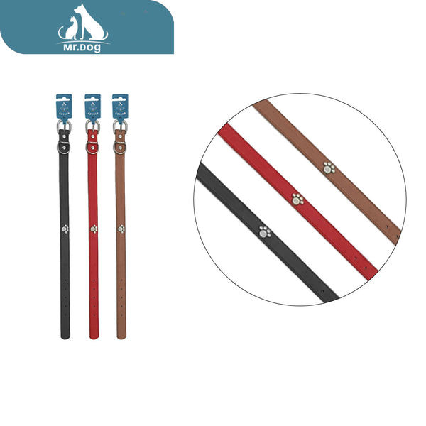 Collar pu para mascota collar de huella 2.5/52 colores mixtos paq. con 12 pzas