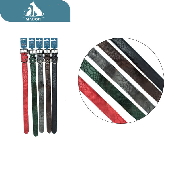Collar pu para mascota cinturón con borde recortado y estampado de cocodrilo bb009, 2,5×52 cm, colores combinados paq. con 12 pzas