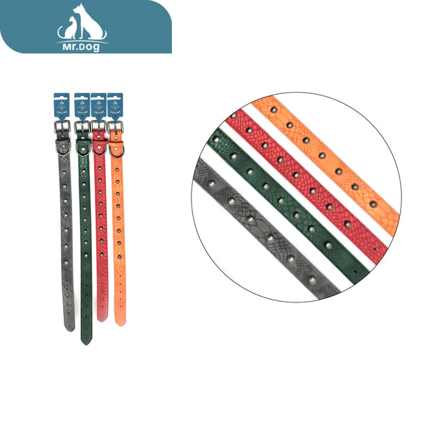 Collar pu para mascota cinturón con borde recortado y clavo de hongo con estampado de cocodrilo bb011, 2,0×45 cm, colores combinados paq. con 12 pzas