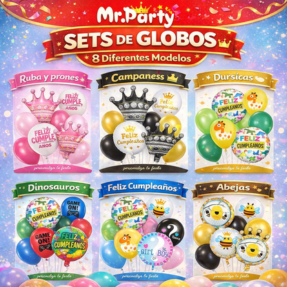🎈✨ Set de Globos Temáticos Feliz Cumpleaños (9 Pzas) | Decoración Fiesta V1