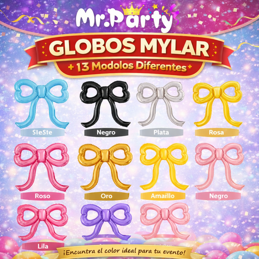 🎀 Globo Mylar Moño Metálico Gigante | Decoración Elegante