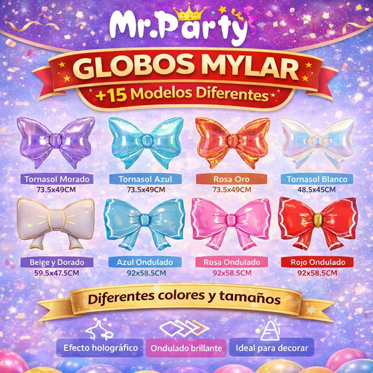 🎀✨ Globo Mylar Moño Gigante Metálico | Decoración para Fiesta, Cumpleaños & Eventos | Helio o Aire