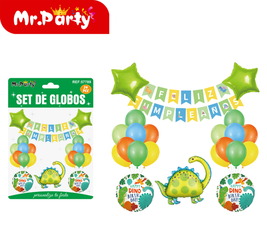 Set de 9 globos de dinosaurio (12paquetes)