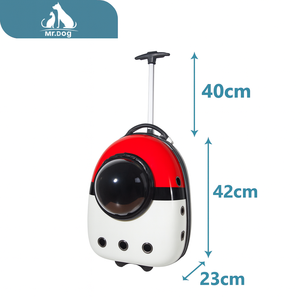 Transportadora Maleta con Ventana Tipo Cápsula para Mascotas con Ruedas | Mr.Dog